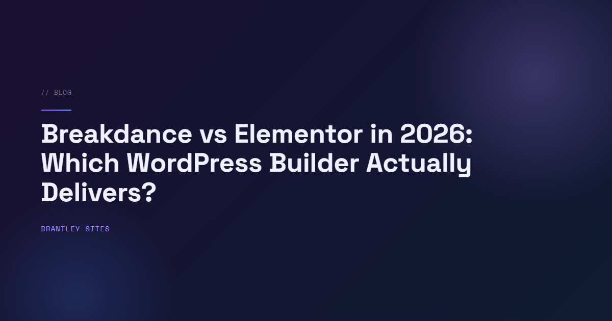 Side-by-side comparison of Breakdance and Elementor page builder interfaces