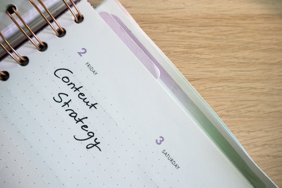 Content calendar showing weekly blog publishing schedule