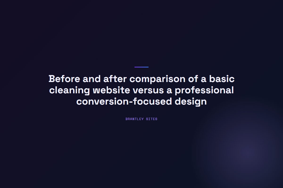 Before and after comparison of a basic cleaning website versus a professional conversion-focused design