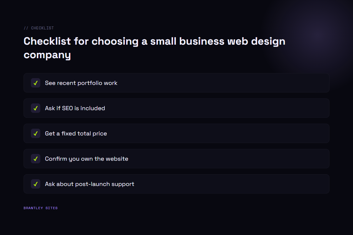 Checklist for choosing a small business web design company
